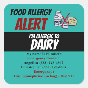 Étiquette d'avertissement d'alerte d'allergie alim