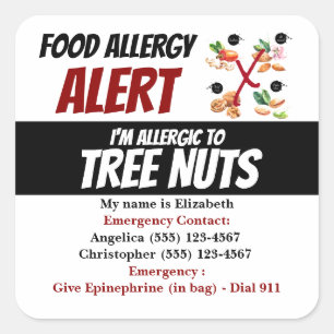 Étiquette d'avertissement d'alerte d'allergie alim