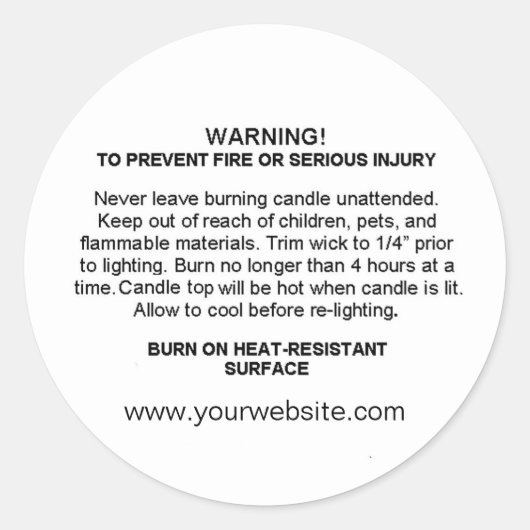 Étiquette d'avertissement de danger de bougie (Devant)