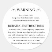 Étiquette d'avertissement de produit de bougie (Devant)