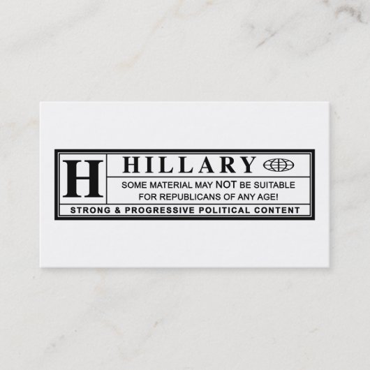 Étiquette d'avertissement Hillary Clinton (Devant)