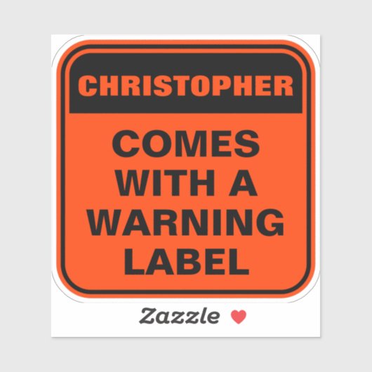 Étiquette d'avertissement orange drôle personnalis (Feuille)