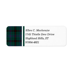 Étiquette Davidson Clan Dark Green Scottish Tartan