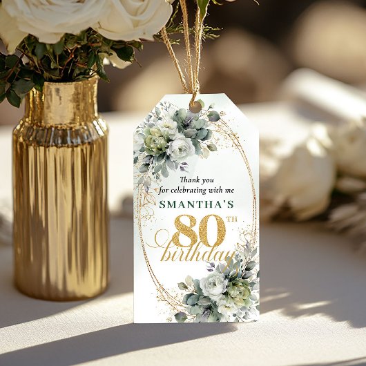 Étiquette de 80e anniversaire vert poussiéreux Bot