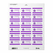 Étiquette de adresse à bande violet étoile blanc m (Feuille entière)