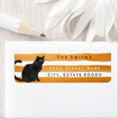 Étiquette de adresse à bandes de chat noir (En situation)