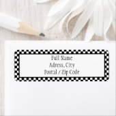 Étiquette de adresse À damiers noir et blanc (En situation)