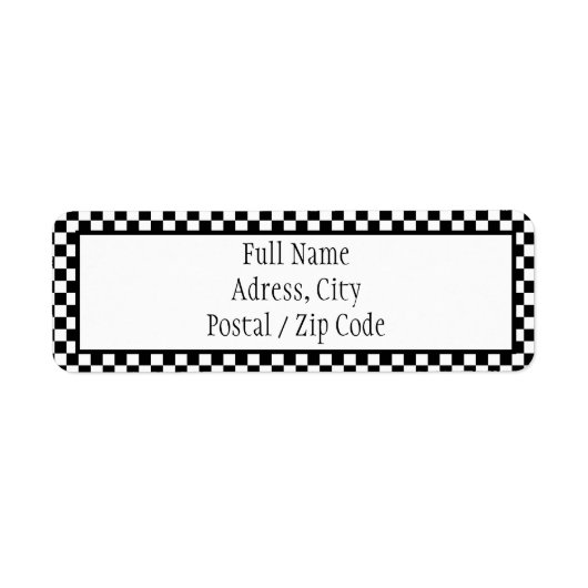 Étiquette de adresse À damiers noir et blanc (Devant)