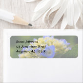 Étiquette de adresse à fleurs bleu doux Hydrangea (En situation)