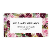 étiquette de adresse à fleurs bordeaux violet (Devant)