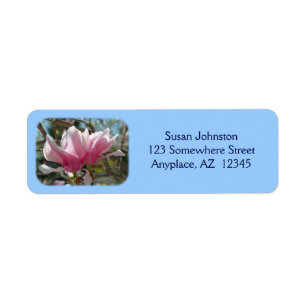 Étiquette de adresse à fleurs de Magnolia rose