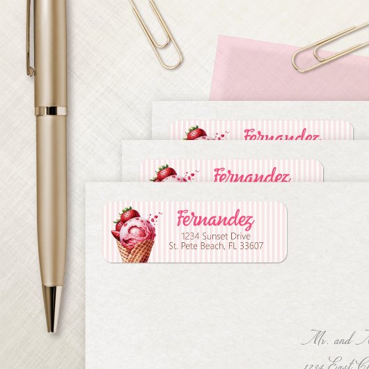 Étiquette de adresse à la crème glacée