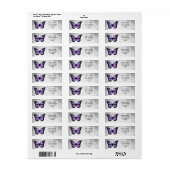 Étiquette de adresse à papillon violet brillant (Feuille entière)