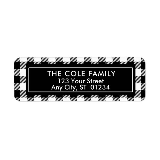 Étiquette de adresse à plat de buffle noir et blan (Devant)