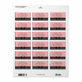 Étiquette de adresse à points rose et noir élégant (Feuille entière)