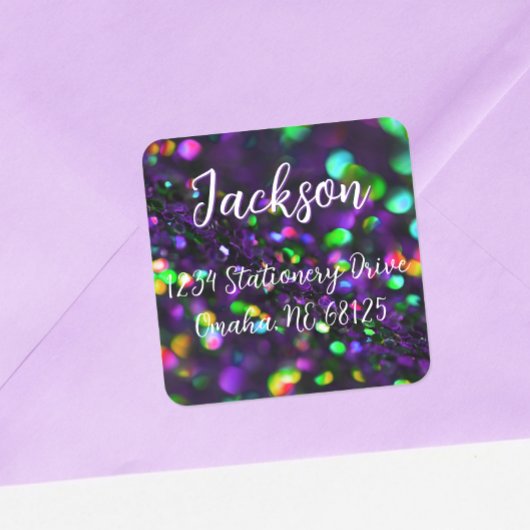 Étiquette de adresse à rayures violettes foncées