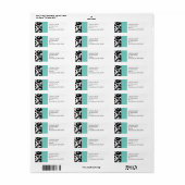 Étiquette de adresse Aqua et Black Damask (Feuille entière)