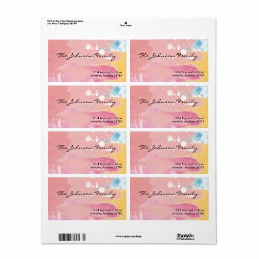 Étiquette de adresse aquarelle (Feuille entière)