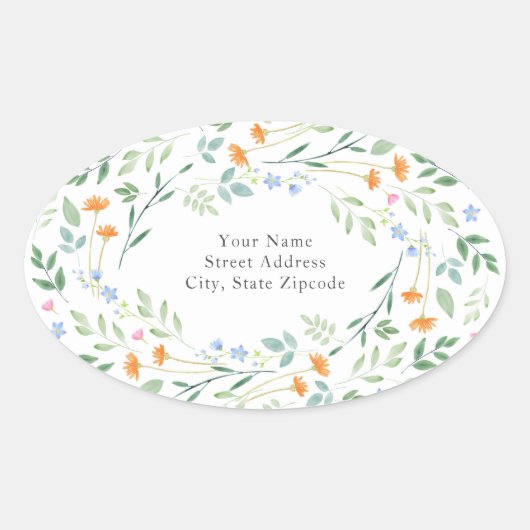 étiquette de adresse 'Aquarelle à cadre floral mix (Devant)