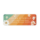 Étiquette de adresse arc-en-ciel Retro Daisy (Devant)