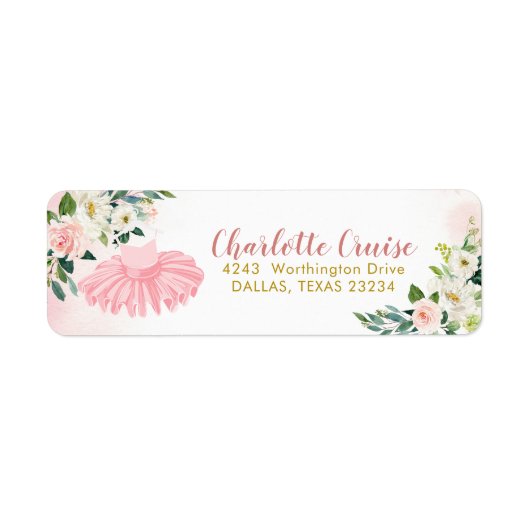 Étiquette de adresse Baby shower Ballerina Tutu (Devant)