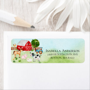 Étiquette de adresse Baby shower de la ferme de la
