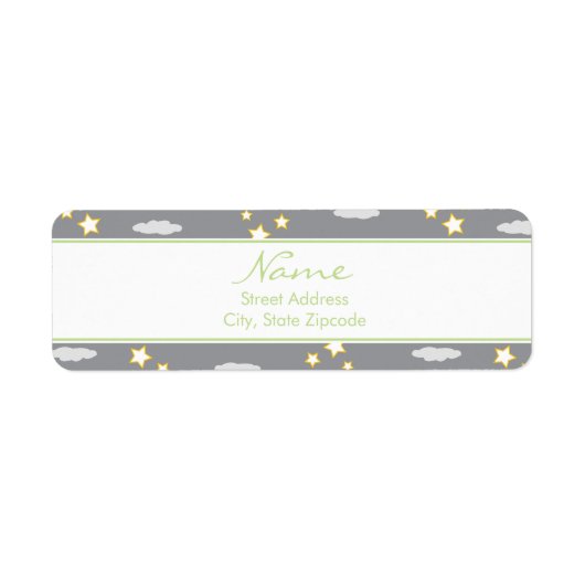 Étiquette de adresse Baby shower Lune et étoiles (Devant)