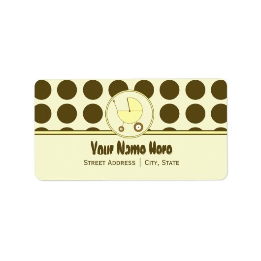 Étiquette de adresse baby shower - Points Brown et (Devant)