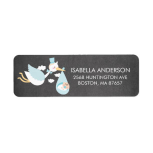 Étiquette de adresse Baby shower Stork Boys