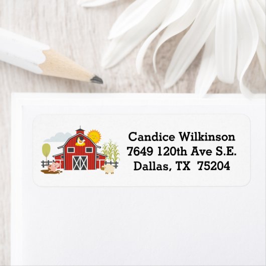 Étiquette de adresse Barnyard (En situation)