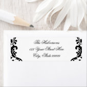 Étiquette de adresse Black and White Damask (En situation)