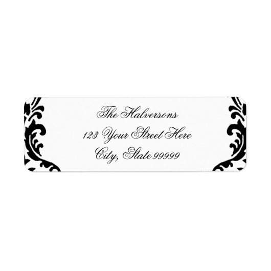 Étiquette de adresse Black and White Damask (Devant)