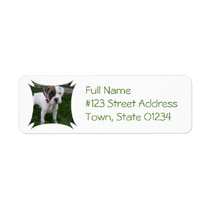 Étiquette de adresse blanc de retour de chiot de