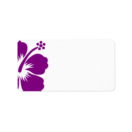 Étiquette de adresse blanc mariage hibiscus violet (Devant)