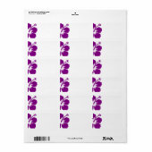 Étiquette de adresse blanc mariage hibiscus violet (Feuille entière)