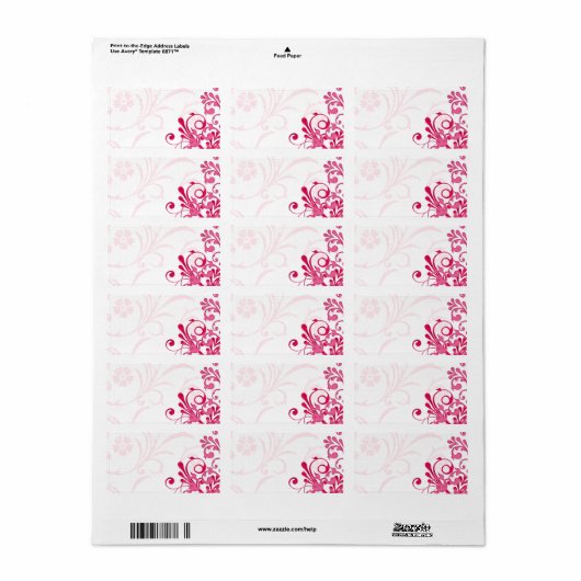 Étiquette de adresse blanc rose Abstrait Mariage f (Feuille entière)