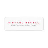 Étiquette de adresse blanc rouge clair simple (Devant)