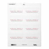 Étiquette de adresse blanc rouge clair simple (Feuille entière)