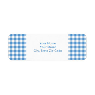 Étiquette de adresse bleu-clair et blanc de motif