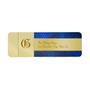 Étiquette de adresse bleu d'affaires de monogramm