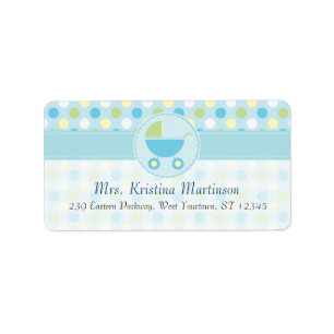 Étiquette de adresse bleu de landau et de pois