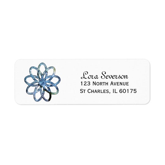 Étiquette de adresse bleu de retour de fleur