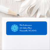 Étiquette de adresse bleu de retour de vacances de (En situation)