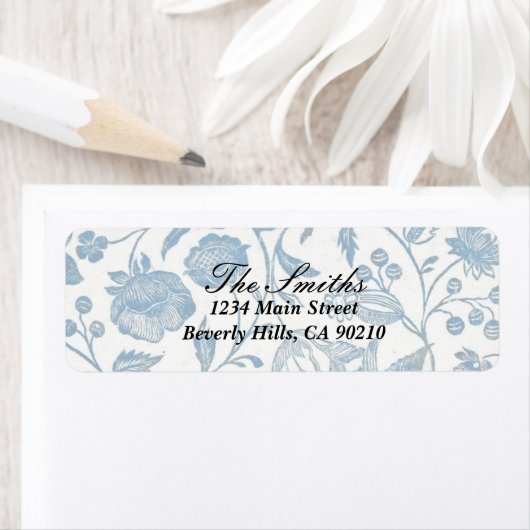 Étiquette de adresse bleu Delft 2 (En situation)