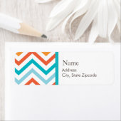 Étiquette de adresse bleu et orange Chevron (En situation)