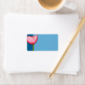 Étiquette de adresse bleu Fleurs simples (En situation)