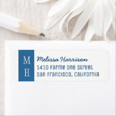 étiquette de adresse bleu moderne avec nom de scri (En situation)