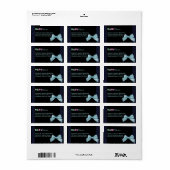 Étiquette de adresse bleu Polka Dot & Bow (Feuille entière)