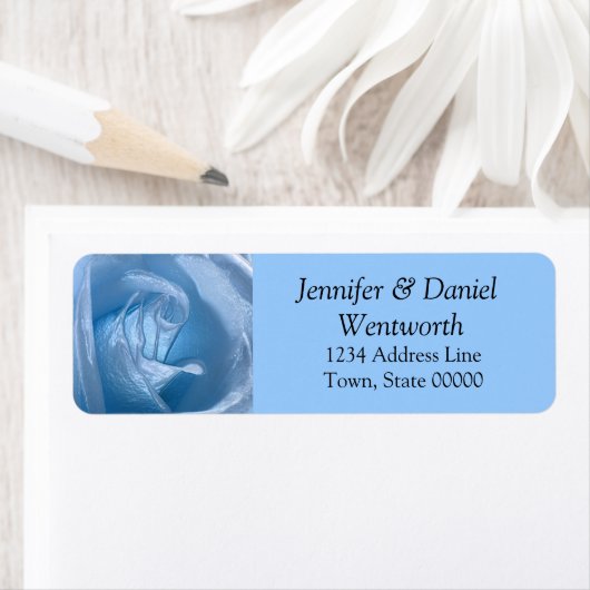 Étiquette de adresse bleu Rose (En situation)
