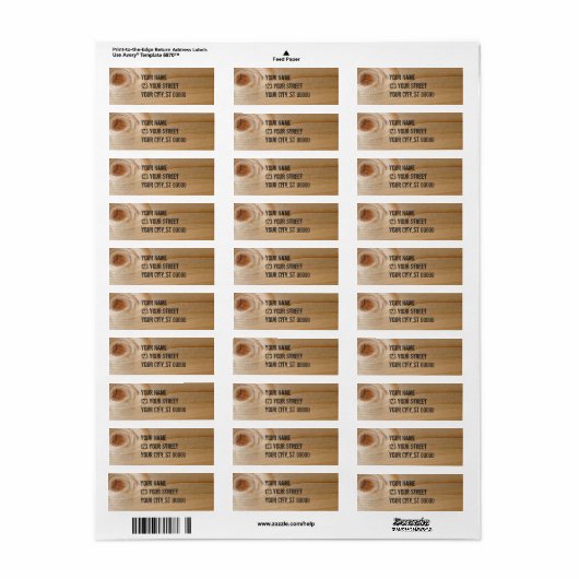 Étiquette de adresse bois (Feuille entière)